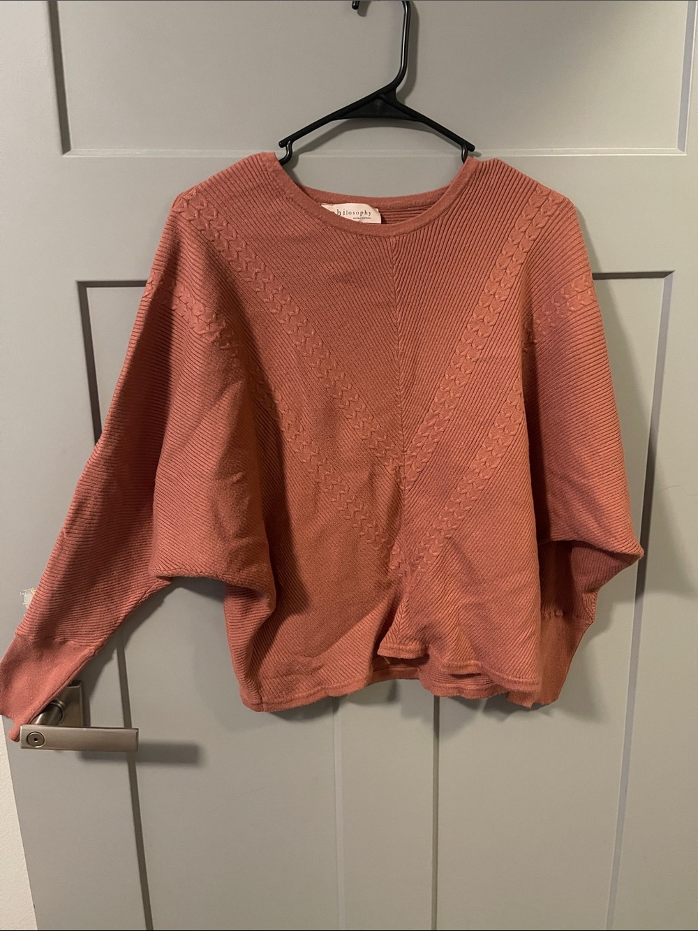 Philosophy Lightweight Textured Crewneck Sweater in Dusty Rose